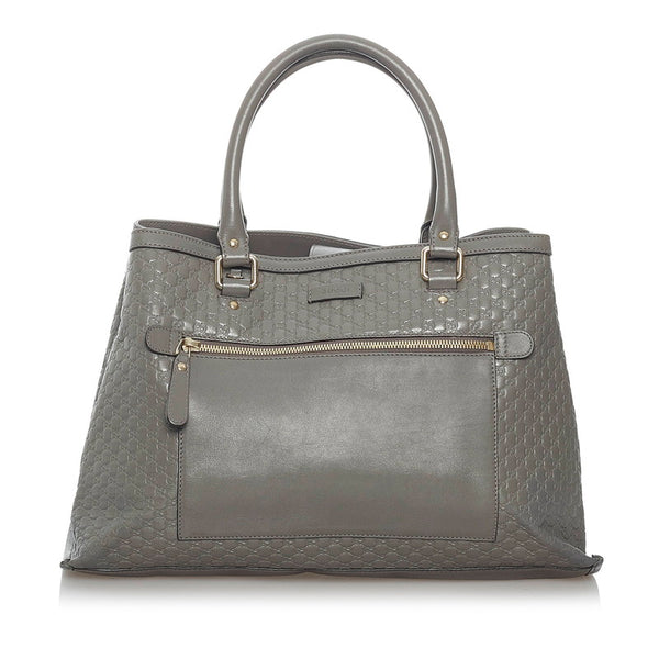 グッチ マイクログッチシマ 510291 グレー レザー ハンドバッグ ショルダーバッグ 2WAY レディース GUCCI 【中古】