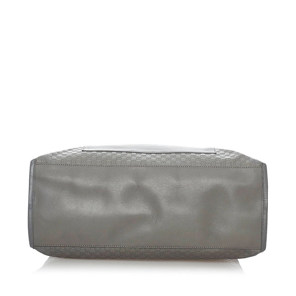 グッチ マイクログッチシマ 510291 グレー レザー ハンドバッグ ショルダーバッグ 2WAY レディース GUCCI 【中古】