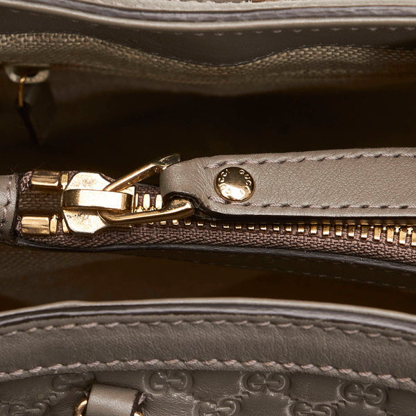 グッチ マイクログッチシマ 510291 グレー レザー ハンドバッグ ショルダーバッグ 2WAY レディース GUCCI 【中古】