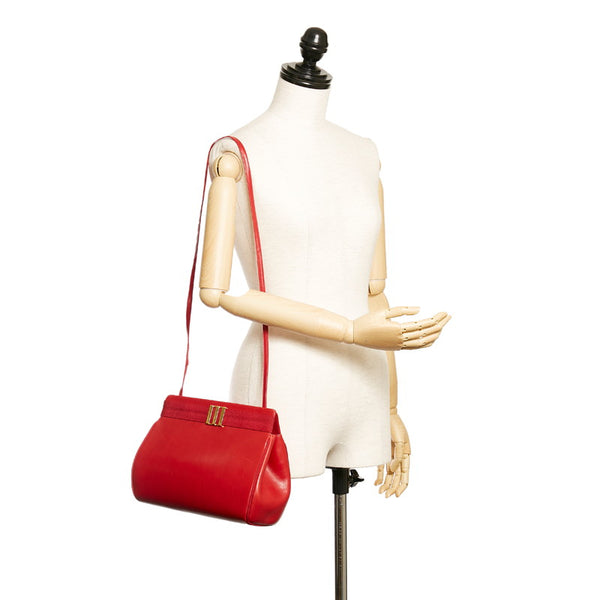 サルヴァトーレフェラガモ 斜め掛け ショルダーバッグ AN21 3111 レッド レザー レディース Salvatore Ferragamo 【中古】