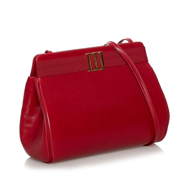 サルヴァトーレフェラガモ 斜め掛け ショルダーバッグ AN21 3111 レッド レザー レディース Salvatore Ferragamo 【中古】