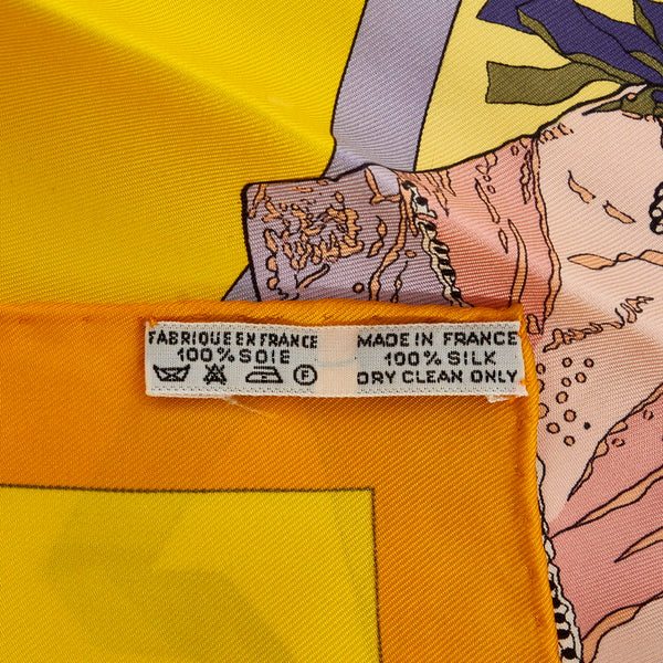 エルメス カレ90 Hello Dolly ドール 人形柄 スカーフ イエロー ブラウン マルチカラー シルク レディース HERMES 【中古】