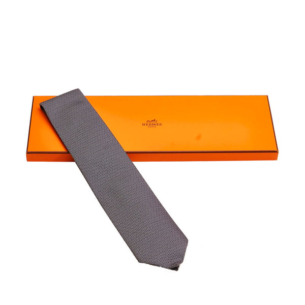 エルメス グレー シルク ネクタイ メンズ HERMES 【中古】
