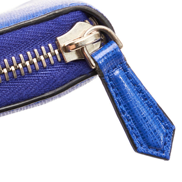 フェンディ モンスター ラウンドファスナー 長財布 ブルー レッド グレー レザー メンズ FENDI 【中古】
