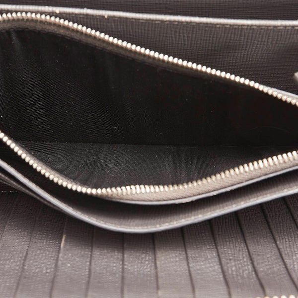 フェンディ モンスター ラウンドファスナー 長財布 ブルー レッド グレー レザー メンズ FENDI 【中古】