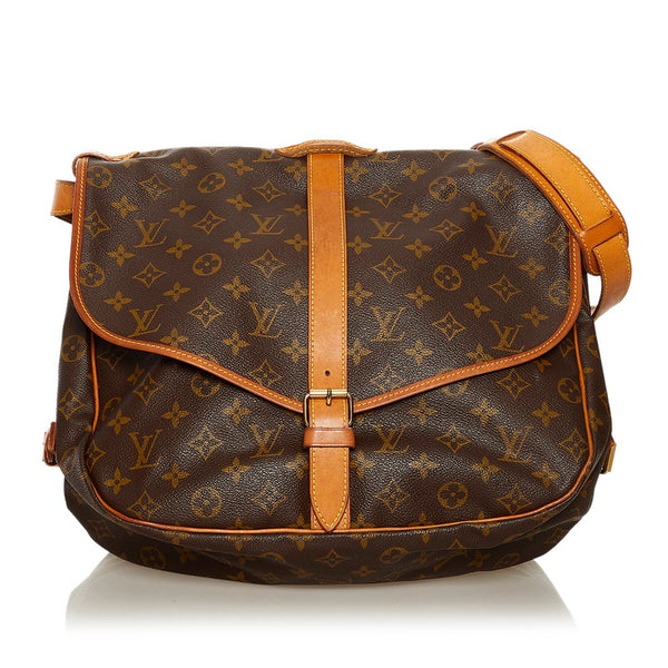 ルイ ヴィトン モノグラム ソミュール 35 斜め掛け ショルダーバッグ M42254 ブラウン PVC レザー レディース LOUIS VUITTON 【中古】