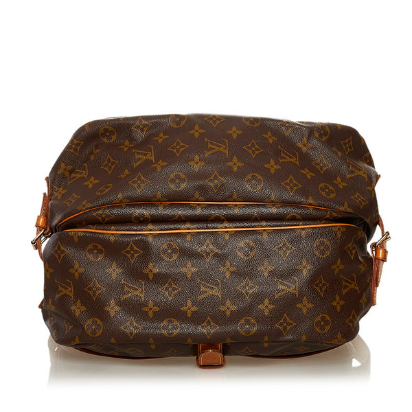 ルイ ヴィトン モノグラム ソミュール 35 斜め掛け ショルダーバッグ M42254 ブラウン PVC レザー レディース LOUIS VUITTON 【中古】