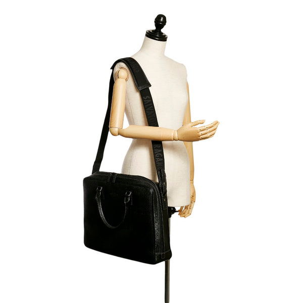 サルヴァトーレフェラガモ ハンドバッグ ショルダーバッグ 2WAY EO-24 7201 ブラック レザー メンズ Salvatore Ferragamo 【中古】