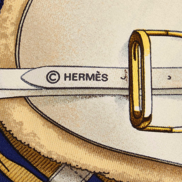 エルメス カレ90 JUMPING スカーフ ネイビー マルチカラー シルク レディース HERMES 【中古】