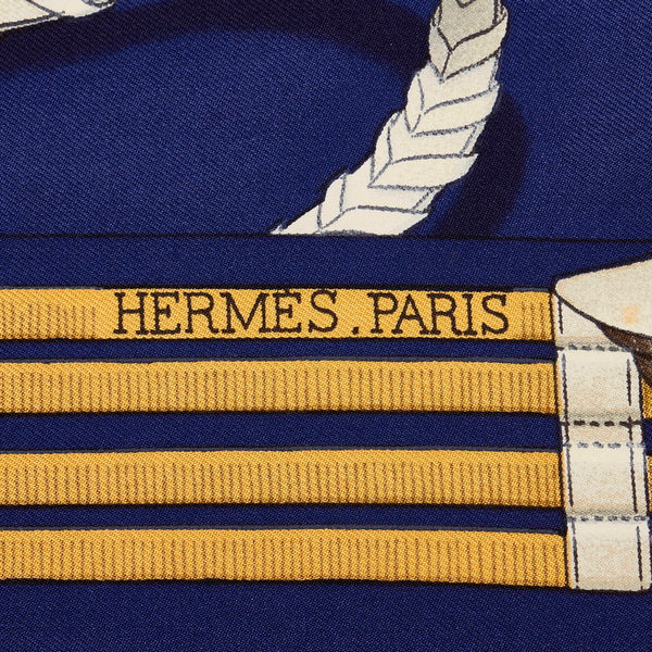 エルメス カレ90 JUMPING スカーフ ネイビー マルチカラー シルク レディース HERMES 【中古】