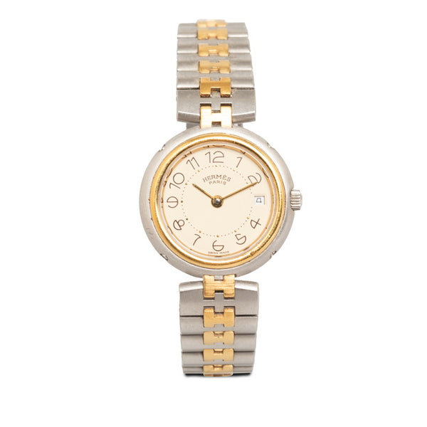 エルメス プロフィール 腕時計 クオーツ アイボリー文字盤 ステンレススチール レディース HERMES 【中古】