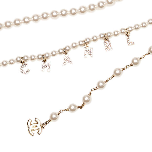 シャネル ココマーク ロゴチャーム ベルト ホワイト パール メッキ レディース CHANEL 【中古】