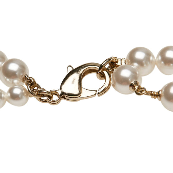 シャネル ココマーク ロゴチャーム ベルト ホワイト パール メッキ レディース CHANEL 【中古】