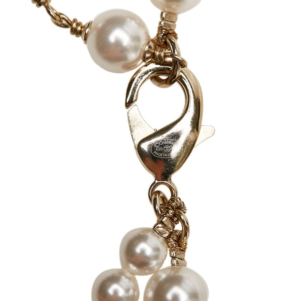シャネル ココマーク ロゴチャーム ベルト ホワイト パール メッキ レディース CHANEL 【中古】