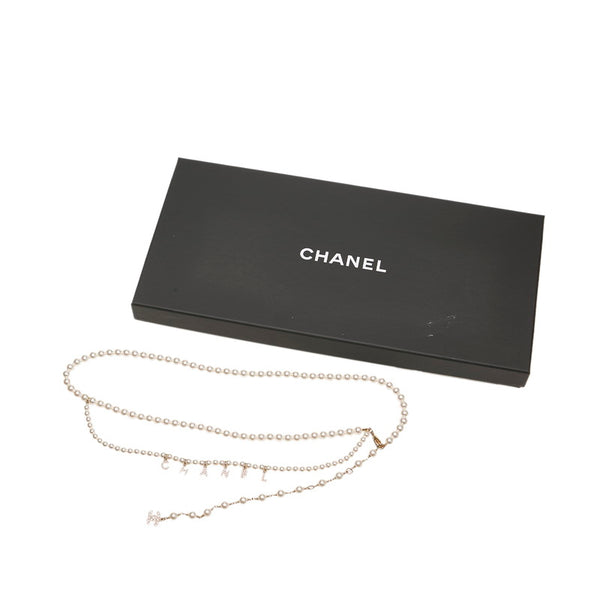 シャネル ココマーク ロゴチャーム ベルト ホワイト パール メッキ レディース CHANEL 【中古】