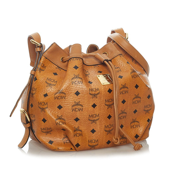 エム シー エム ヴィセトス ブラウン PVC レザー 斜め掛け ショルダーバッグ レディース MCM 【中古】