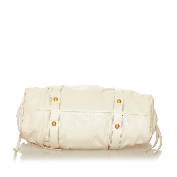 ミュウミュウ ハンドバッグ ショルダーバッグ 2WAY ホワイト アイボリー レザー レディース MIUMIU 【中古】