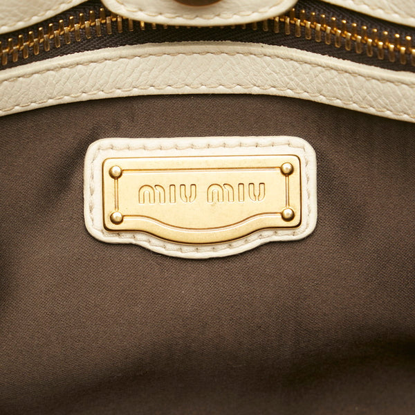 ミュウミュウ ハンドバッグ ショルダーバッグ 2WAY ホワイト アイボリー レザー レディース MIUMIU 【中古】