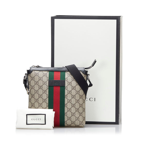 グッチ GGスプリーム シェリーライン 斜め掛け ショルダーバッグ 471454 ベージュ PVC レザー レディース GUCCI 【中古】