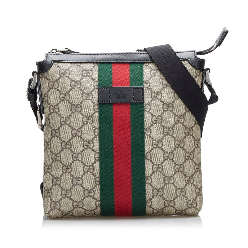 グッチ GGスプリーム シェリーライン 斜め掛け ショルダーバッグ 471454 ベージュ PVC レザー レディース GUCCI 【中古】