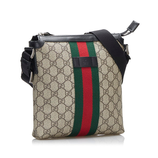 グッチ GGスプリーム シェリーライン 斜め掛け ショルダーバッグ 471454 ベージュ PVC レザー レディース GUCCI 【中古】