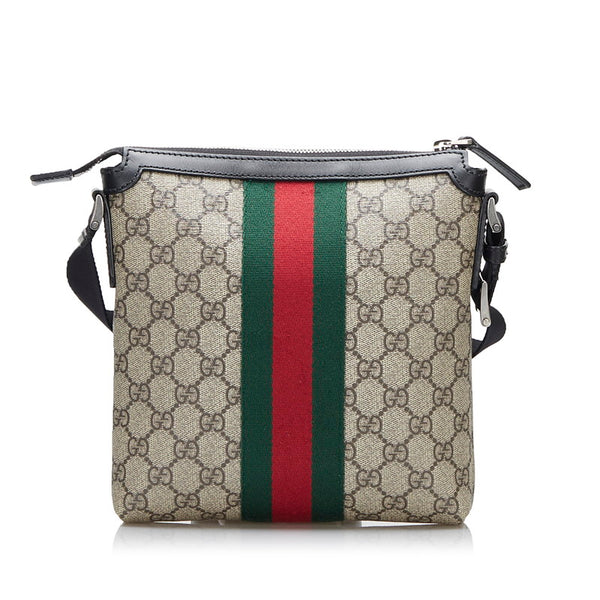 グッチ GGスプリーム シェリーライン 斜め掛け ショルダーバッグ 471454 ベージュ PVC レザー レディース GUCCI 【中古】
