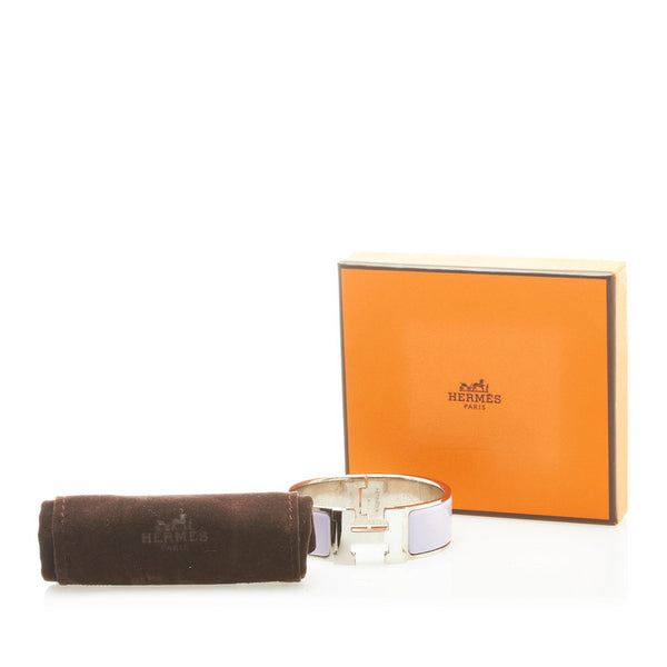 エルメス クリッククラックH GM バングル ブレスレット  ラベンダー パープル シルバー ステンレススチール レディース HERMES 【中古】