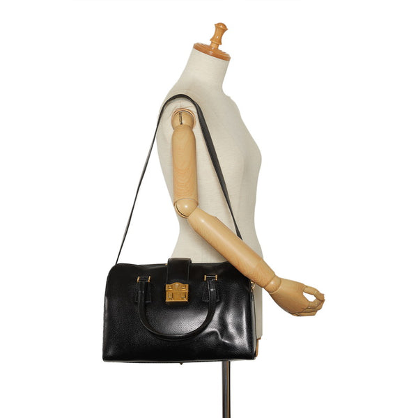 グッチ ヴィンテージ オールドグッチ ゴールド金具 ハンドバッグ ショルダーバッグ 2WAY 000 109 ブラック レザー レディース GUCCI 【中古】