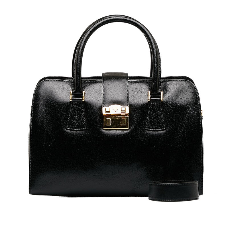 グッチ ヴィンテージ オールドグッチ ゴールド金具 ハンドバッグ ショルダーバッグ 2WAY 000 109 ブラック レザー レディース GUCCI 【中古】