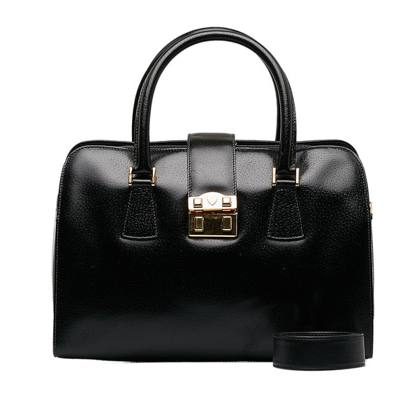 グッチ ヴィンテージ オールドグッチ ゴールド金具 ハンドバッグ ショルダーバッグ 2WAY 000 109 ブラック レザー レディース GUCCI 【中古】