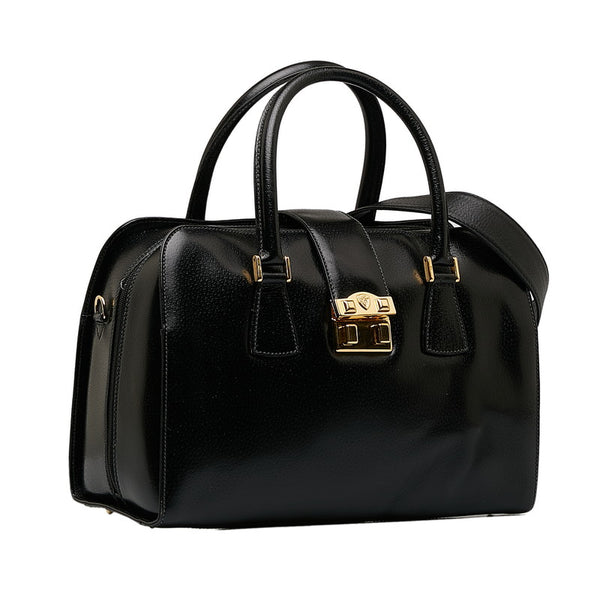 グッチ ヴィンテージ オールドグッチ ゴールド金具 ハンドバッグ ショルダーバッグ 2WAY 000 109 ブラック レザー レディース GUCCI 【中古】