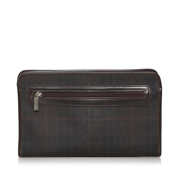 バーバリー ブラウン PVC レザー クラッチバッグ メンズ BURBERRY 【中古】