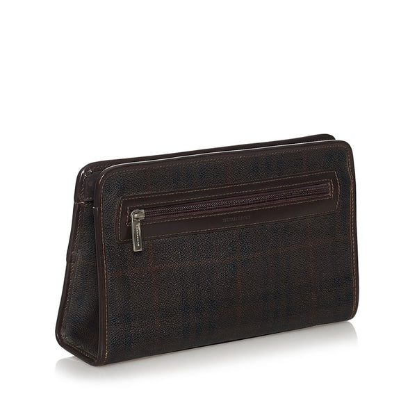 バーバリー ブラウン PVC レザー クラッチバッグ メンズ BURBERRY 【中古】