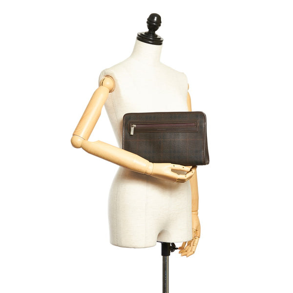 バーバリー ブラウン PVC レザー クラッチバッグ メンズ BURBERRY 【中古】