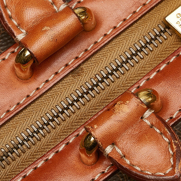 セリーヌ マカダム ボストンバッグ ショルダーバッグ 2WAY ブラウン PVC レザー レディース CELINE 【中古】