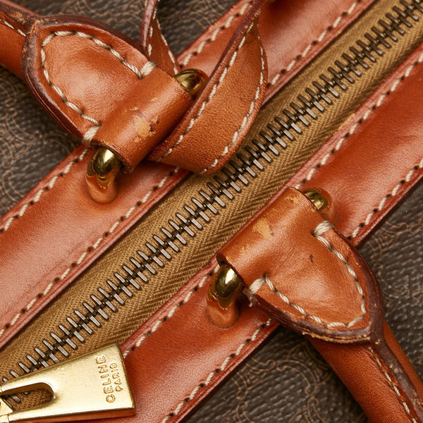 セリーヌ マカダム ボストンバッグ ショルダーバッグ 2WAY ブラウン PVC レザー レディース CELINE 【中古】