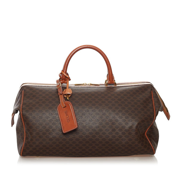 セリーヌ マカダム ボストンバッグ ショルダーバッグ 2WAY ブラウン PVC レザー レディース CELINE 【中古】