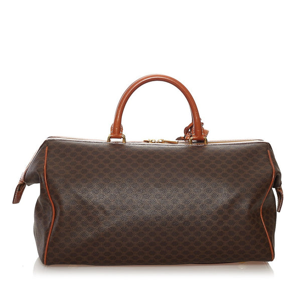 セリーヌ マカダム ボストンバッグ ショルダーバッグ 2WAY ブラウン PVC レザー レディース CELINE 【中古】