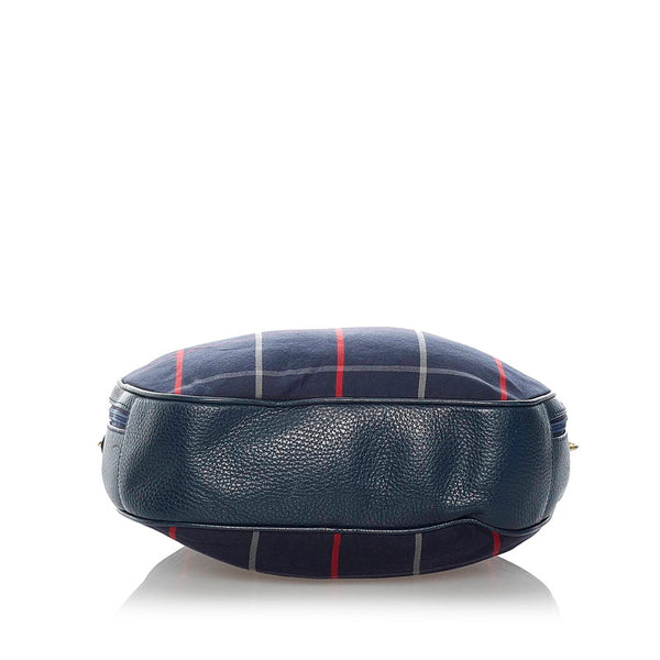 バーバリー チェック ハンドバッグ 斜め掛け ショルダーバッグ 2WAY ネイビー キャンバス レザー レディース BURBERRY 【中古】