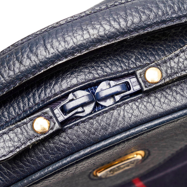 バーバリー チェック ハンドバッグ 斜め掛け ショルダーバッグ 2WAY ネイビー キャンバス レザー レディース BURBERRY 【中古】