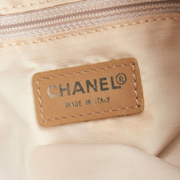 シャネル ニュートラベルライン トートGM トートバッグ ピンクベージュ ナイロン レザー レディース CHANEL 【中古】