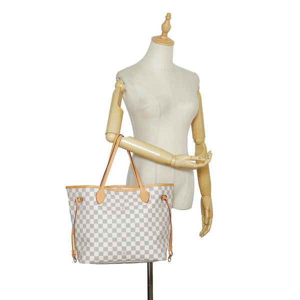 ルイ ヴィトン ダミエ アズール ネヴァーフルMM ハンドバッグ トートバッグ N41361 ホワイト PVC レザー レディース LOUIS VUITTON 【中古】
