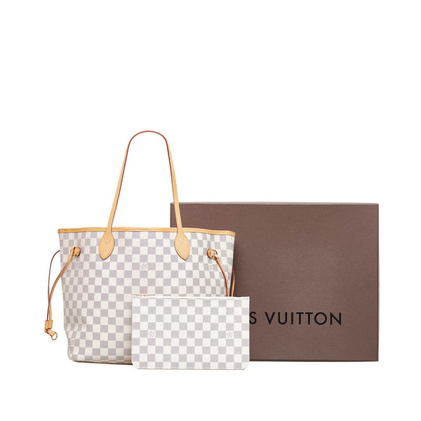 ルイ ヴィトン ダミエ アズール ネヴァーフルMM ハンドバッグ トートバッグ N41361 ホワイト PVC レザー レディース LOUIS VUITTON 【中古】