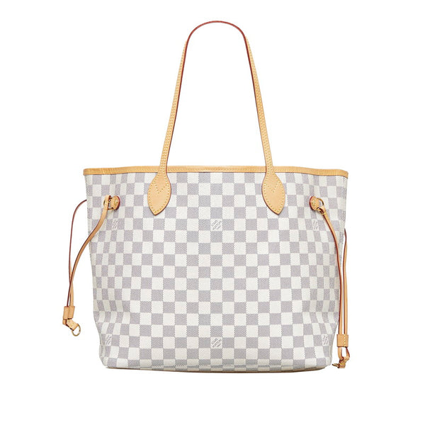ルイ ヴィトン ダミエ アズール ネヴァーフルMM ハンドバッグ トートバッグ N41361 ホワイト PVC レザー レディース LOUIS VUITTON 【中古】