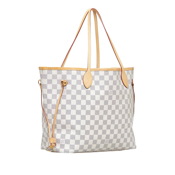 ルイ ヴィトン ダミエ アズール ネヴァーフルMM ハンドバッグ トートバッグ N41361 ホワイト PVC レザー レディース LOUIS VUITTON 【中古】