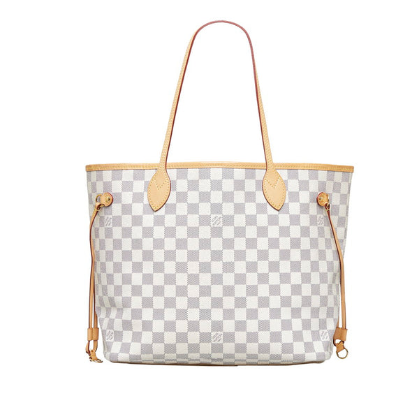 ルイ ヴィトン ダミエ アズール ネヴァーフルMM ハンドバッグ トートバッグ N41361 ホワイト PVC レザー レディース LOUIS VUITTON 【中古】