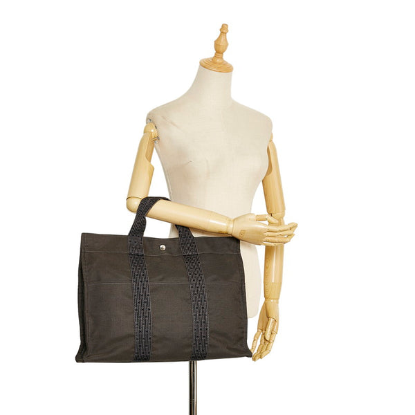 エルメス エールライントートMM トートバッグ グレー キャンバス レディース HERMES 【中古】