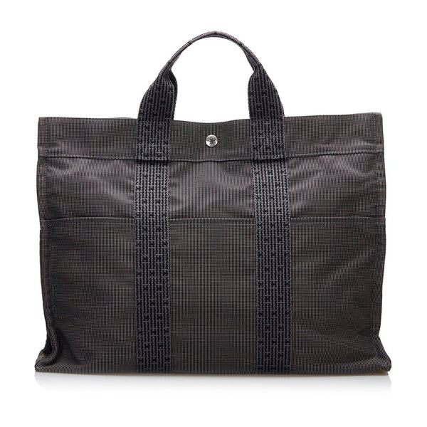 エルメス エールライントートMM トートバッグ グレー キャンバス レディース HERMES 【中古】