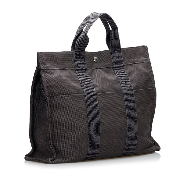 エルメス エールライントートMM トートバッグ グレー キャンバス レディース HERMES 【中古】