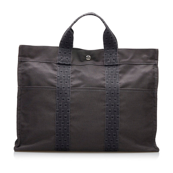 エルメス エールライントートMM トートバッグ グレー キャンバス レディース HERMES 【中古】